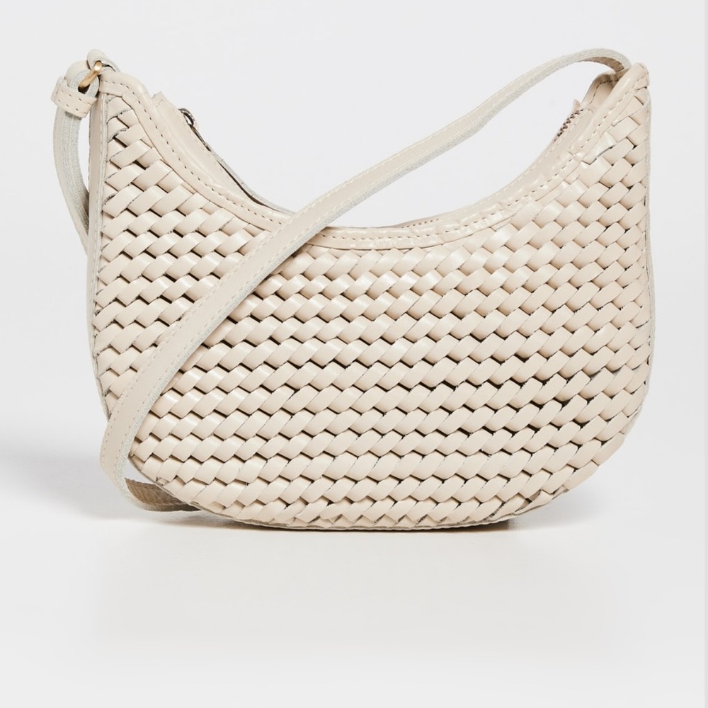 Bembien Woven Cream Mini Sling Genuine Leather Shoulder & Crossbody Bag